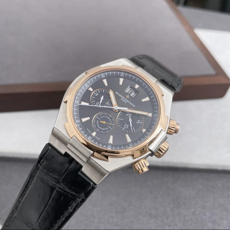 Pre-owned Vacheron Constantin Overseas Chronograph Anthracite Dial Rose Gold 42mm (49150/000R-9338)